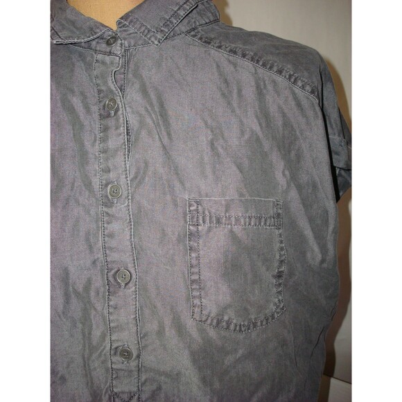 New Womens NWT L Grey Wash Azul PrAna Top Tencel Short Sleeve Casual Comfy Light - Picture 6 of 7